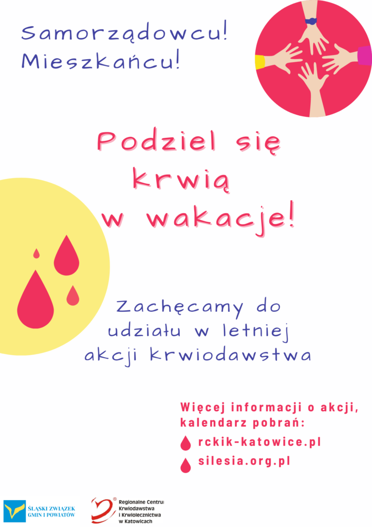 Plakat akcji "Podziel się krwią w wakacje!"