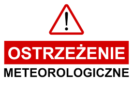 Grafika z napisem: Ostrzeżenie meteorologiczne. 