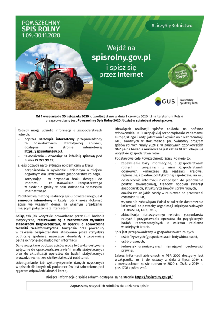 Plakat informujący o spisie rolnym