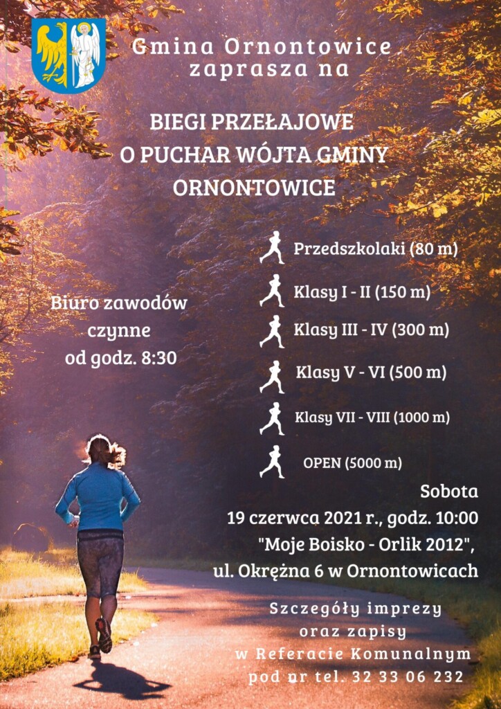 Plakat promocyjny - Biegi Przełajowe o Puchar Wójta Gminy.