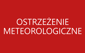 Grafika z napisem: ostrzeżenie meteorologiczne.