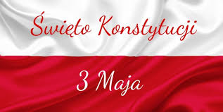 Flaga Polski z napisem Święto Konstytucji 3 Maja