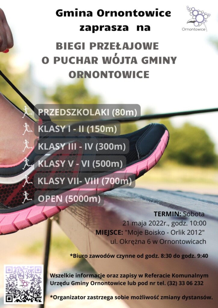 Plakat promocyjny - Biegi Przełajowe o Puchar Wójta Gminy Ornontowice.