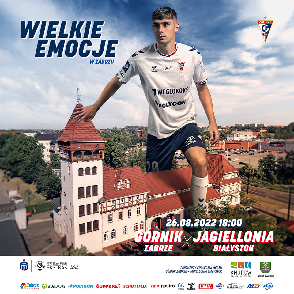Plakat promujący mecz Górnika Zabrze z Jagiellonią Białystok