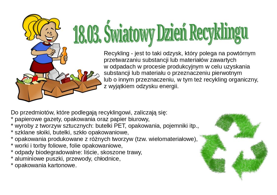 18 Marca Światowy Dzień Recyklingu Portal Gminy Ornontowice 1800