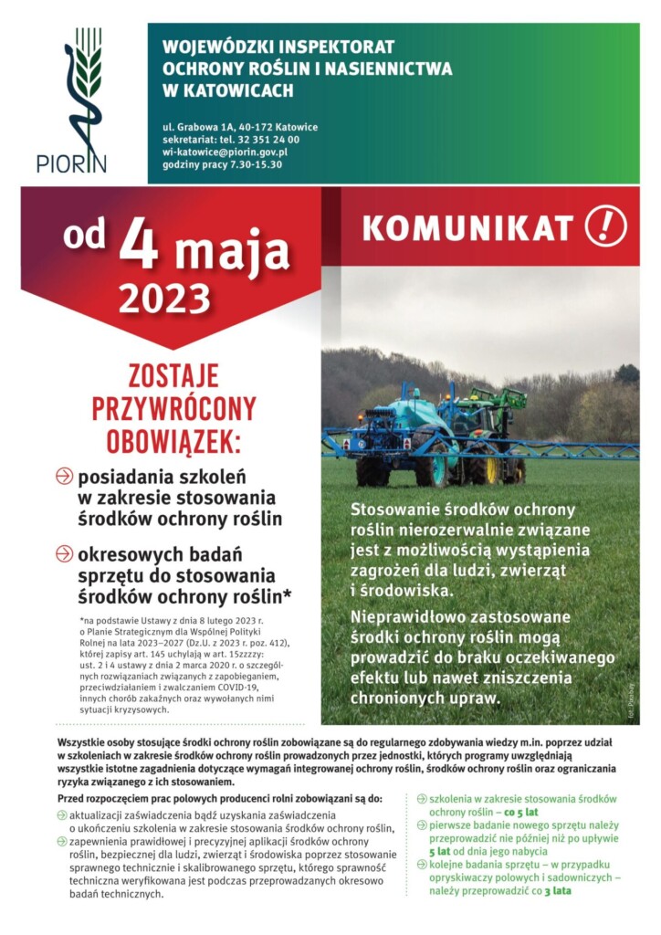 Plakat promocyjny Wojewódzkiego Inspektoratu Ochrony Roślin i Nasiennictwa w Katowicach.