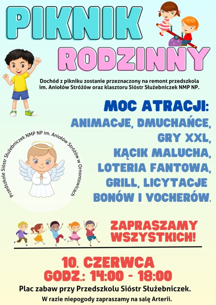 Plakat promocyjny pikniku rodzinnego. 