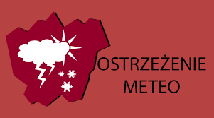 Grafika promocyjna z napisem: ostrzeżenie meteo. 