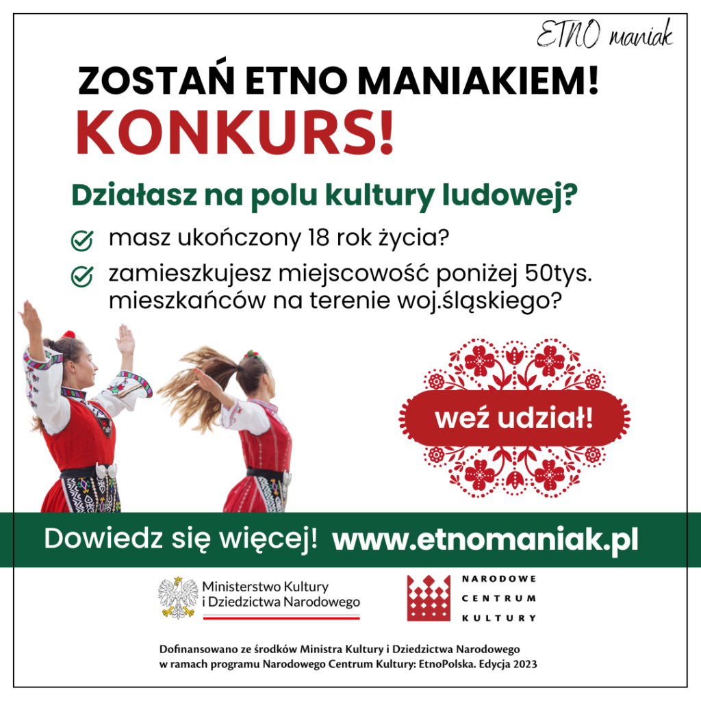Grafika dedykowana konkursowi:  "ETNO maniak - konkurs promujący propagatorów kultury ludowej"