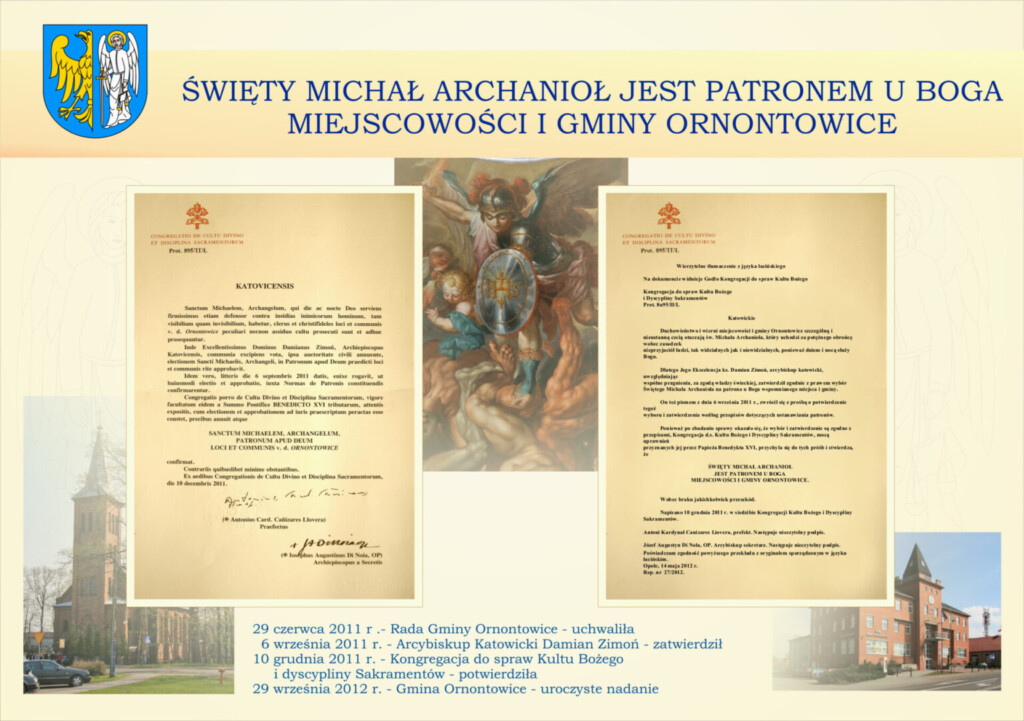 Grafika - Święty Michał Archanioł jest Patronem u Boga Miejscowości i Gminy Ornontowice