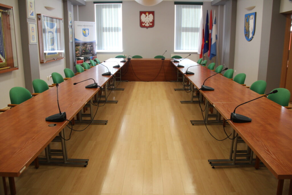 Zdjęcie sali konferencyjnej Rady Gminy Ornontowice. 