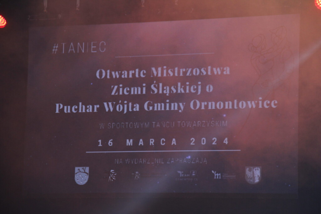 Zdjęcie z Otwartych Mistrzostw Ziemi Śląskiej o Puchar Wójta Gminy Ornontowice w Sportowym Tańcu Towarzyskim.