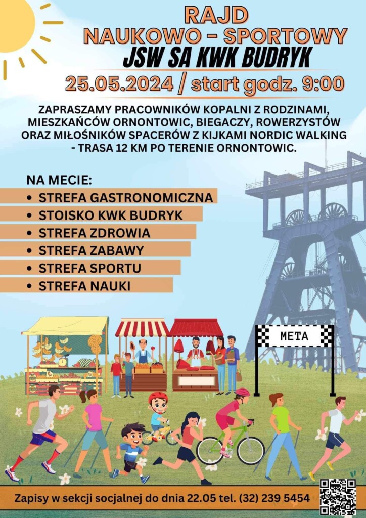 Plakat promocyjny: Rajd Naukowo-Sportowy JSW SA KWK Budryk.