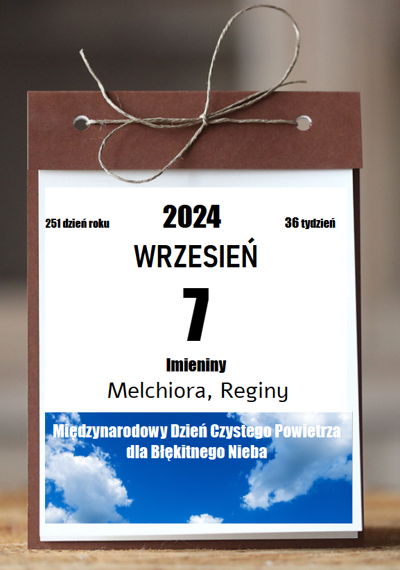 Kartka z kalendarza - Międzynarodowy Dzień Czystego Powietrza dla Błękitnego Nieba. 