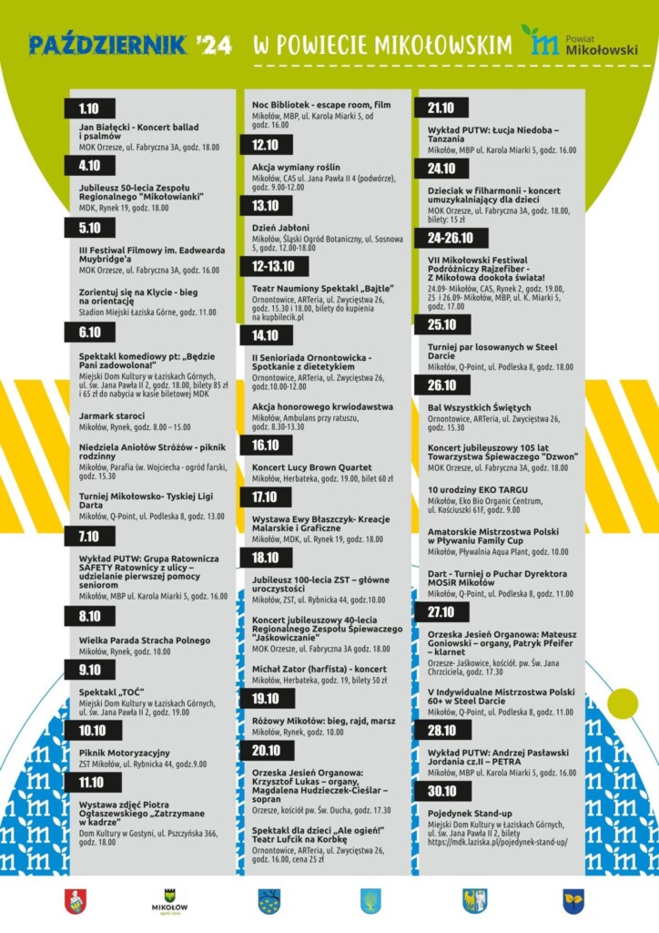Imprezy organizowane w Powiecie Mikołowskim - październik 2024