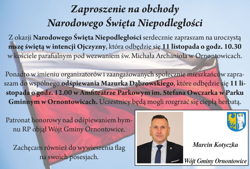 Grafika - Zaproszenie na obchody Narodowego Święta Niepodległości