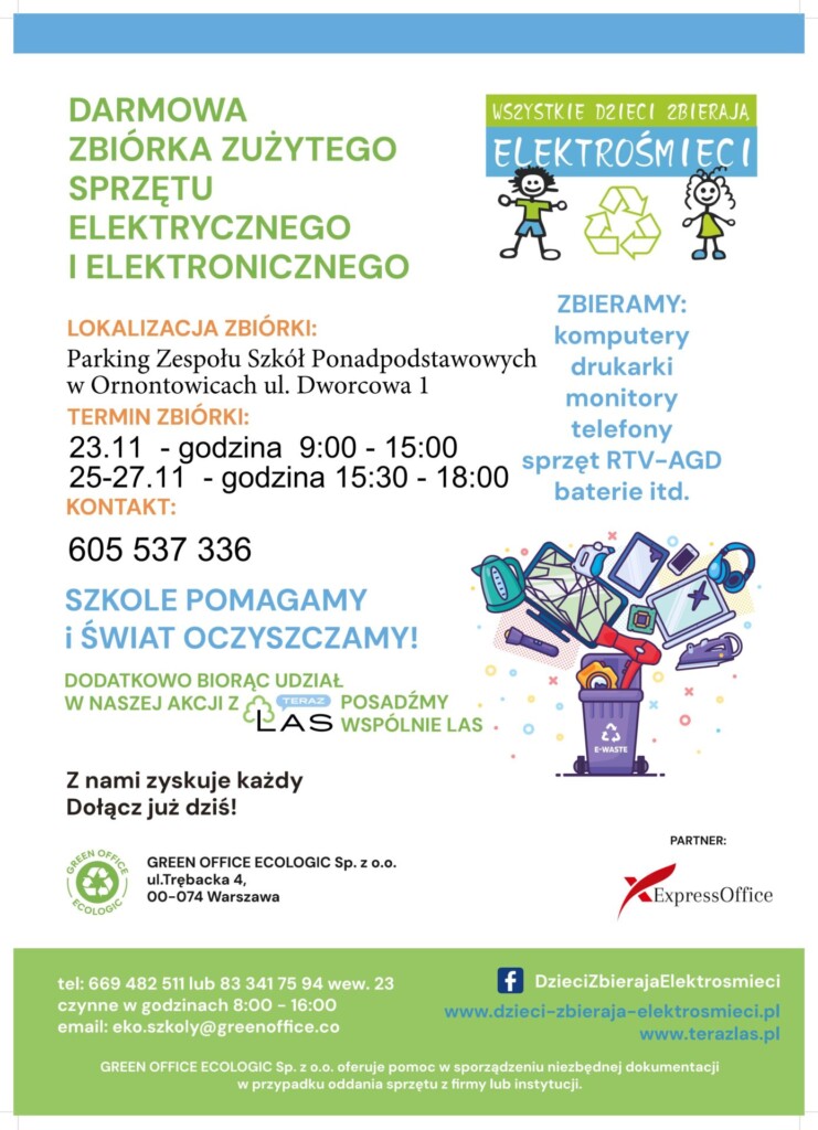 Zbiórka zużytego sprzętu elektrycznego i elektronicznego - plakat