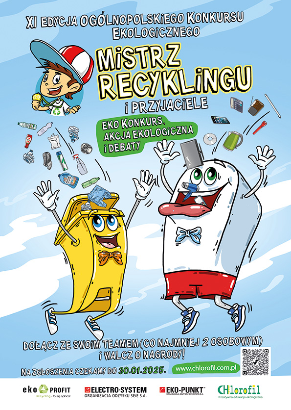 Plakat dot. konkursu ekologicznego pt: „Mistrz Recyklingui Przyjaciele”