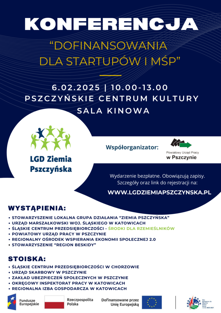 Plakat - Konferencja "Dofinansowania dla Startupów i MŚP"