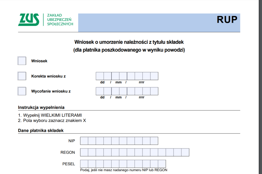 Wniosek o umorzenie należności z tytułu składek 