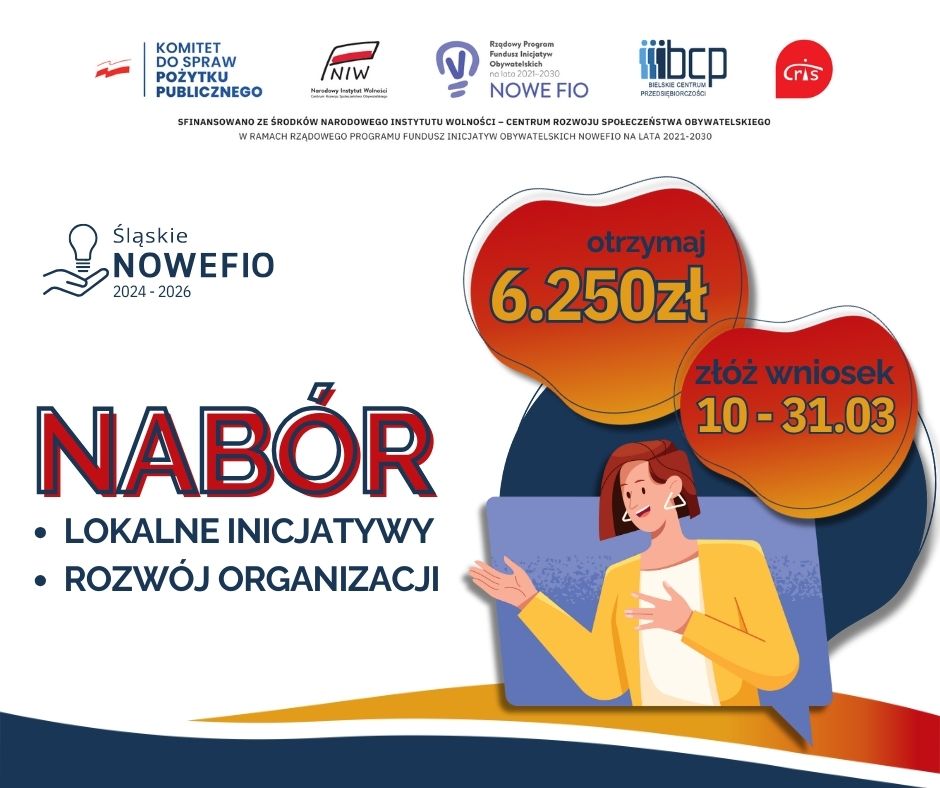 Grafika dotycząca realizacji projektu grantowego Śląskie NOWEFIO 2024-2026