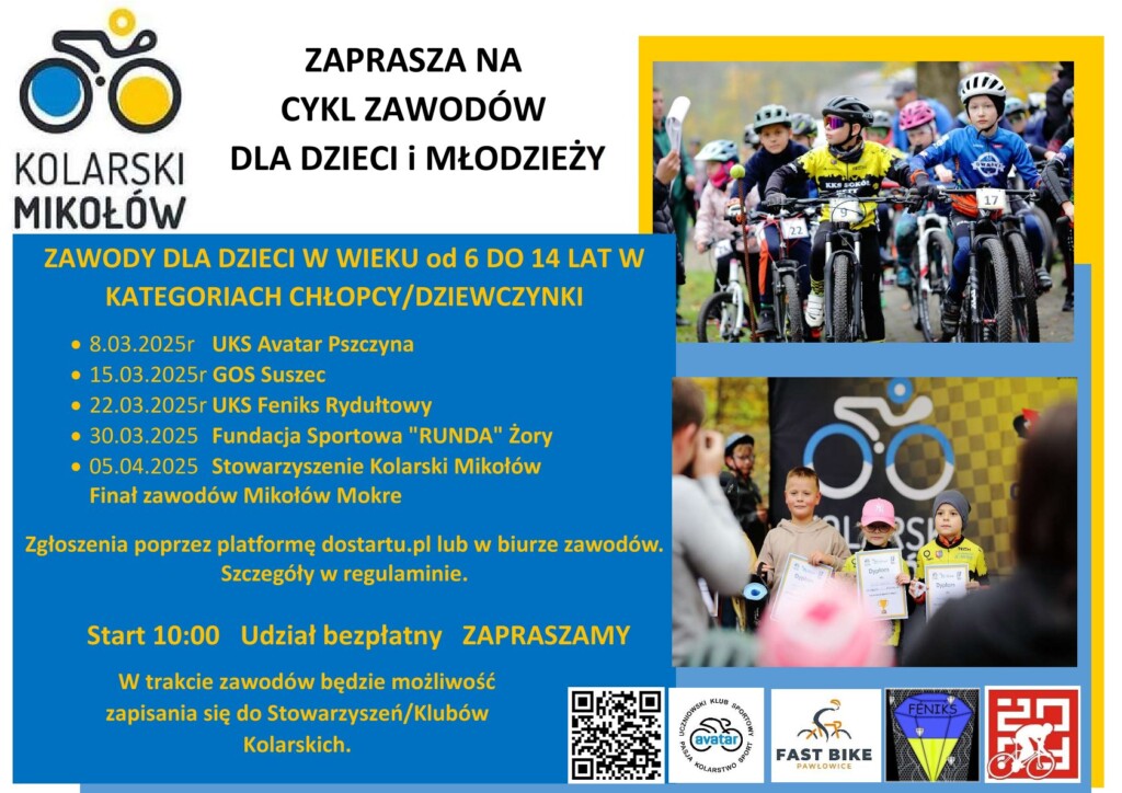 Plakat promocyjny - cykl zawodów dla dzieci i młodzieży. 