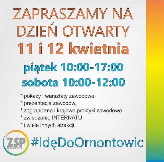 Plakat: Dni Otwarte w Zespole Szkół Ponadpodstawowych