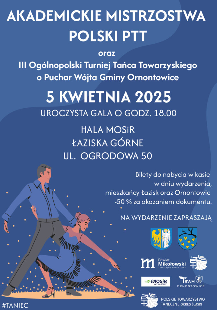 Plakat: III Ogólnopolski Turniej Tańca Towarzyskiego o Puchar Wójta Gminy Ornontowice