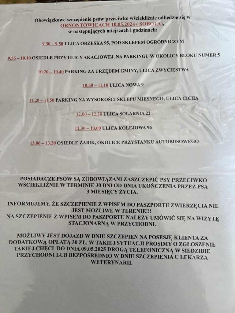 Obowiązkowe szczepienie psów przeciwko wściekliźnie - 10 maja