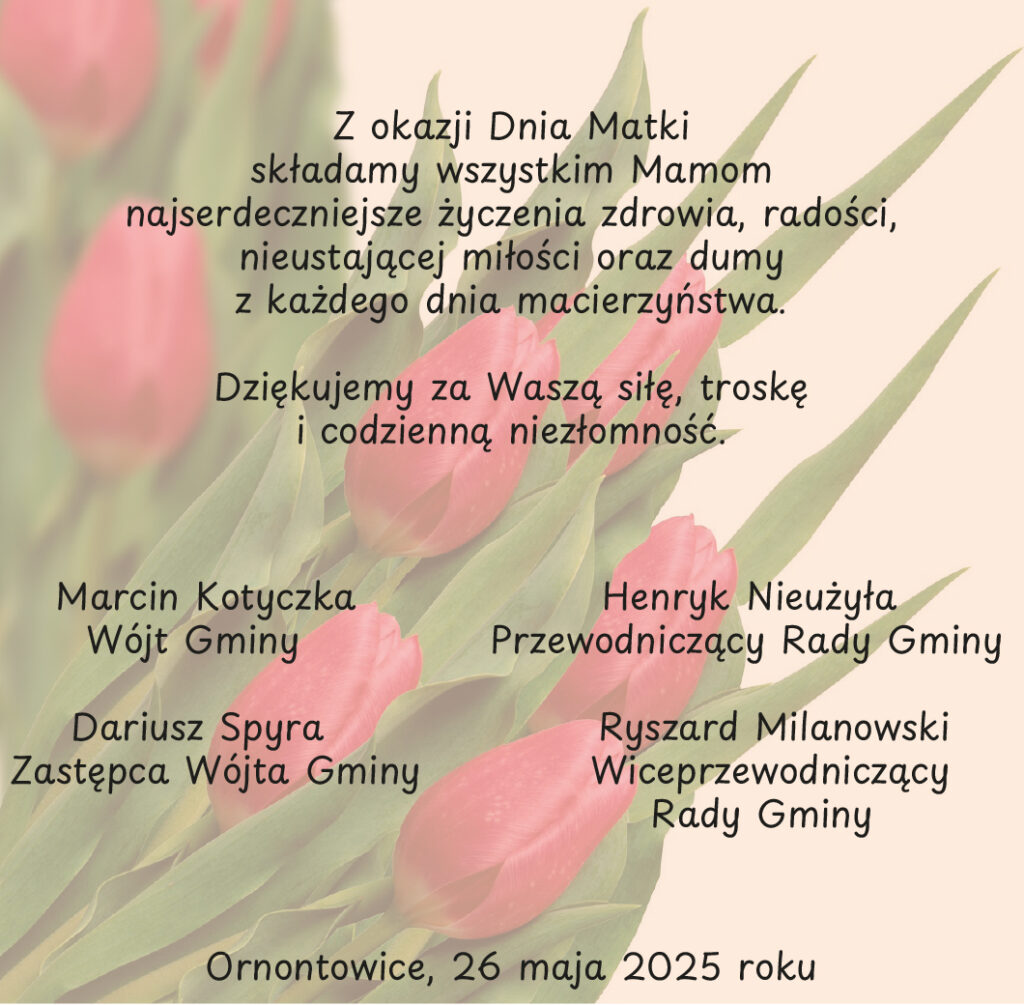Grafika promocyjna z życzeniami z okazji Dnia Matki.