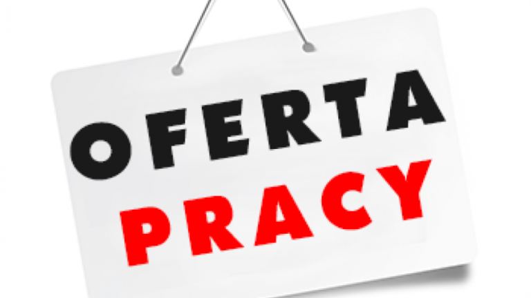 Grafika promocyjna z napisem: oferta pracy. Grafika promocyjna z napisem: oferta pracy.