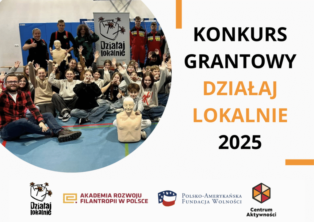 Grafika promocyjna: Konkurs grantowy Działaj Lokalnie 2025