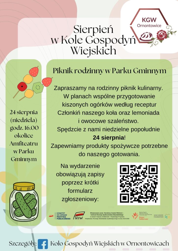 Plakat promocyjny - sierpień w Kole Gospodyń Wiejskich.