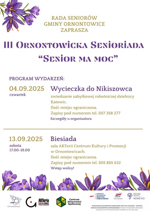 Plakat promocyjny - III ornontowicka senioriada.