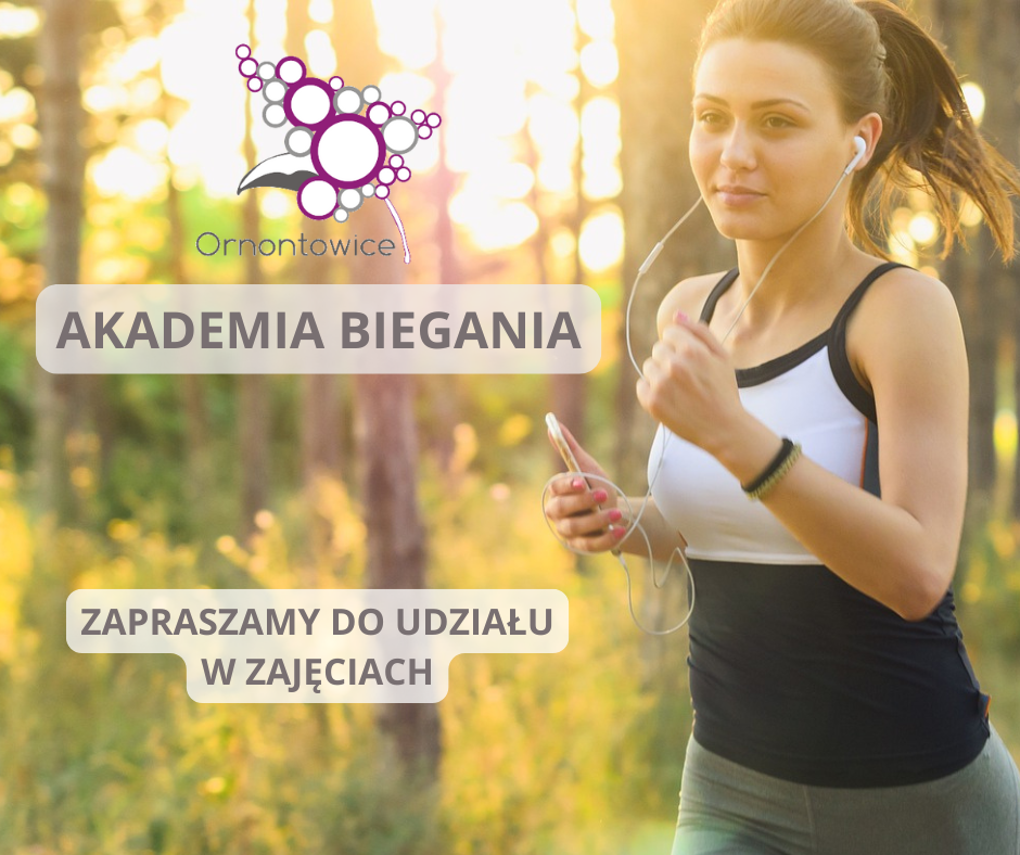 Plakat promocyjny zajęć Akademii Biegania.  Plakat promocyjny zajęć Akademii Biegania.