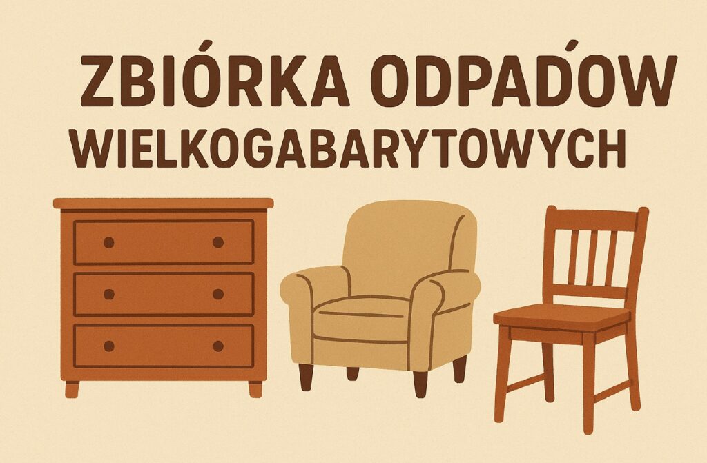 Grafika promocyjna z napisem: zbiórka odpadów wielkogabarytowych. Grafika promocyjna z napisem: zbiórka odpadów wielkogabarytowych.