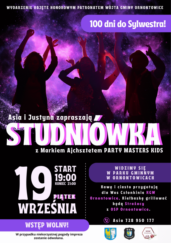 Plakat promocyjny - studniówka - 100 dni d Sylwestra.  Plakat promocyjny - studniówka - 100 dni d Sylwestra.