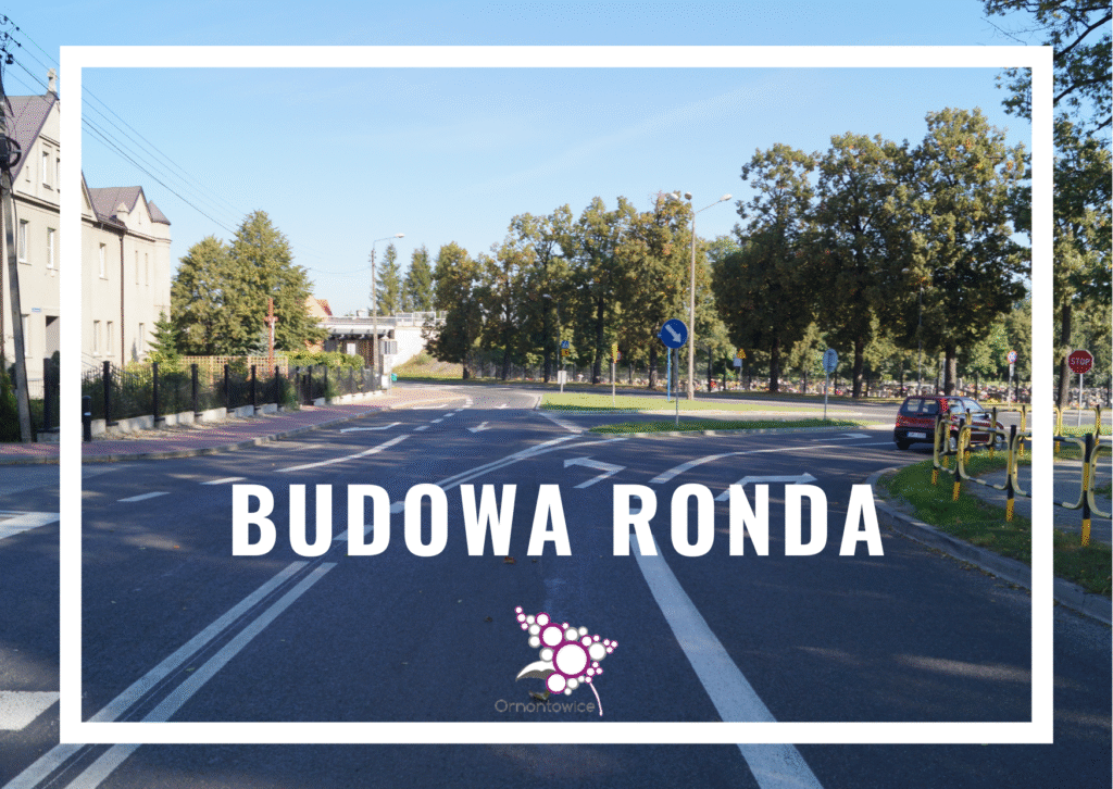 Zdjęcie skrzyżowania z napisem: budowa ronda. 