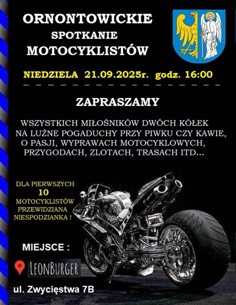 Plakat promocyjny - ornontowickie spotkanie motocyklistów. 