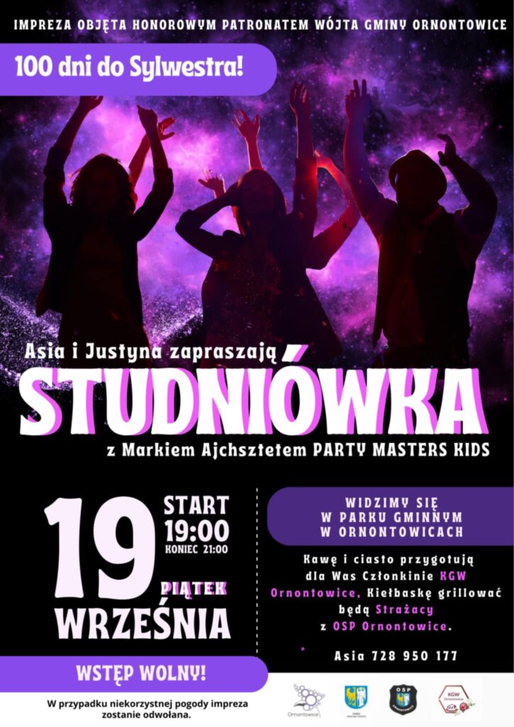 Plakat: Studniówka przed Sylwestrem - 19.09.2025 r. Plakat: Studniówka przed Sylwestrem - 19.09.2025 r.