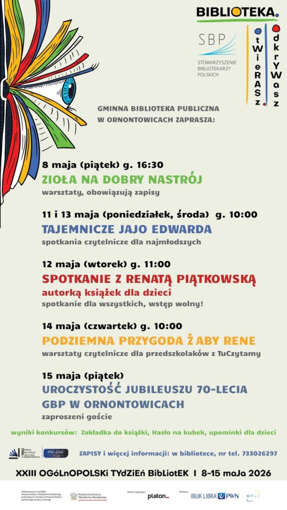 Biblioteka zaprasza na XXIII Ogólnopolski Tydzień Bibliotek (8-15 maja)