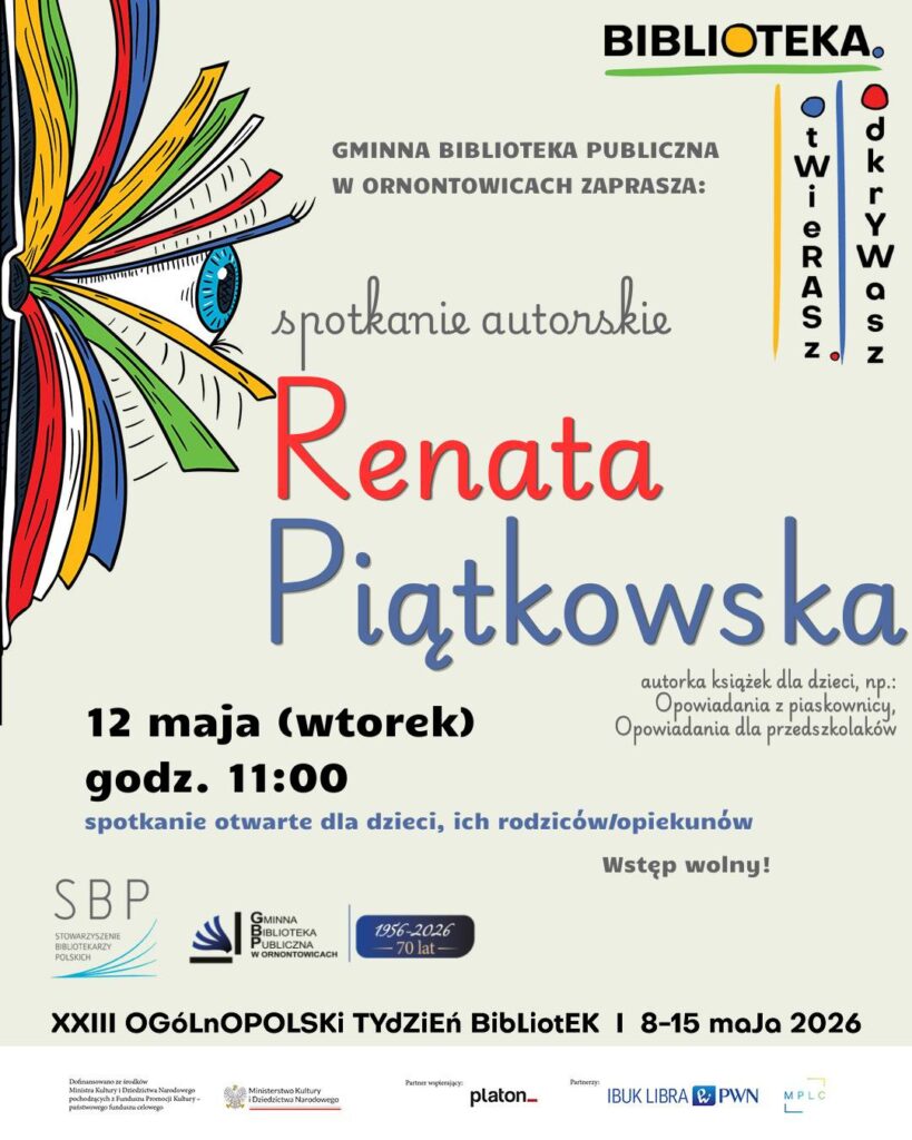 Plakat: Spotkanie autorskie - Renata Piątkowska