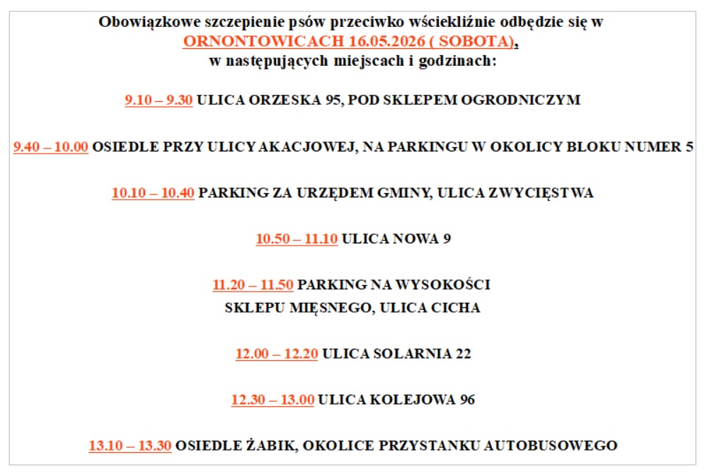 Plakat informacyjny - szczepienie psów przeciwko wściekliźnie. 