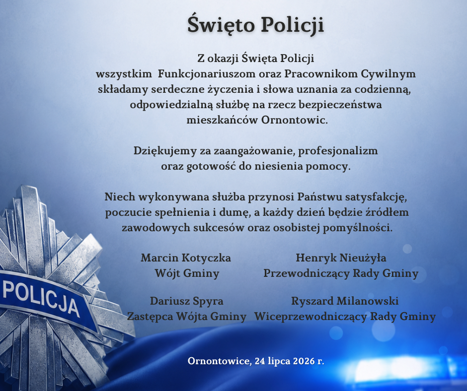 Grafika promocyjna z życzeniami - Święto Policji.