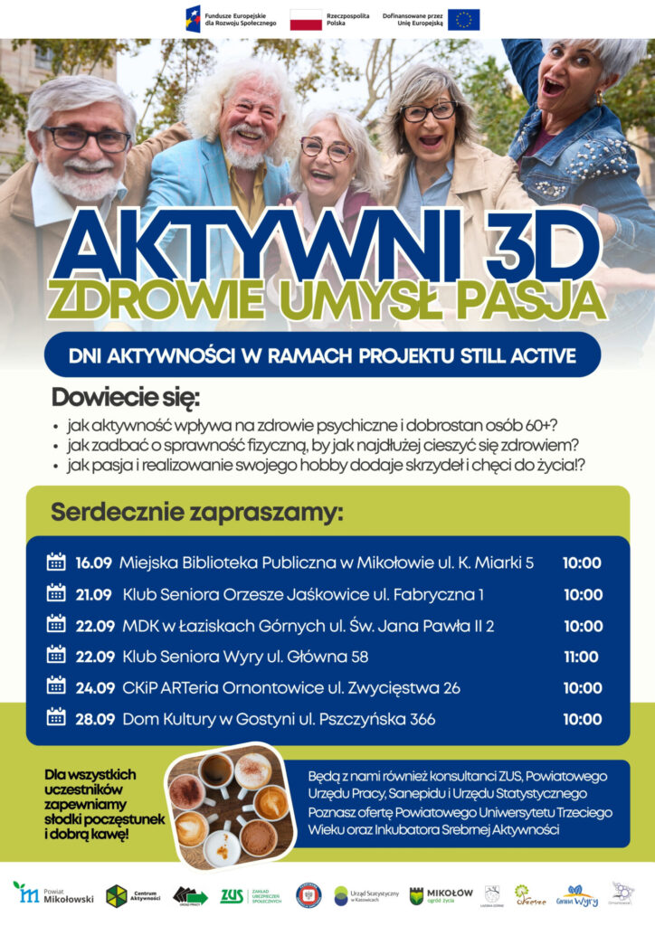 Plakat: Aktywni 3D – zdrowie, umysł, pasja Plakat: Aktywni 3D – zdrowie, umysł, pasja