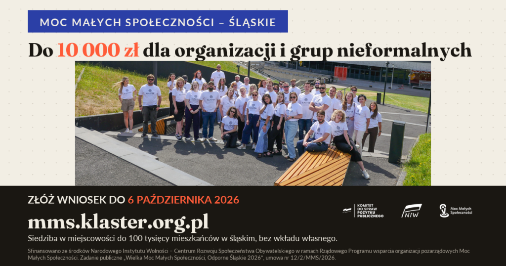 Grafika: informacja o naborze wniosków w konkursie mikrodotacji Moc Małych Społeczności – Śląskie. Grafika: informacja o naborze wniosków w konkursie mikrodotacji Moc Małych Społeczności – Śląskie.